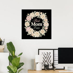 Poster Couronne Élégante Florale Meilleure Maman