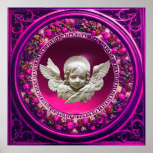 POSTER COURONNE FLEURIE ROSE D'ANGE DE LA RENAISSANCE FLO