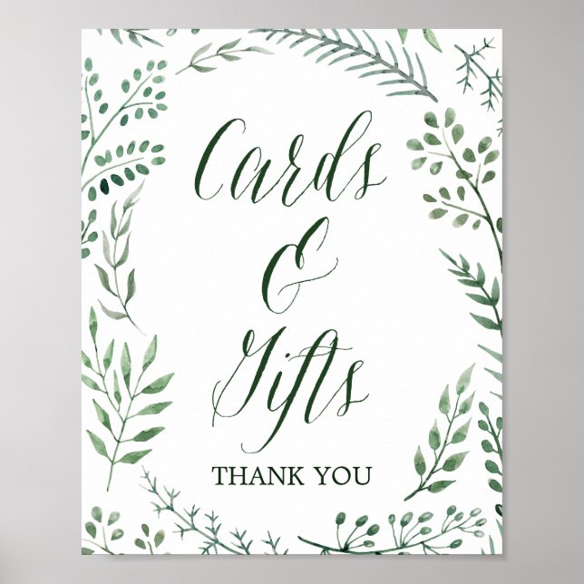 Poster Couronne rustique avec carte de signe de cadeaux e (Devant)