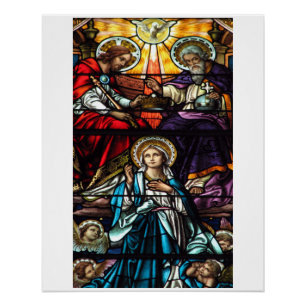 Poster Couronnement de verre souillé béni de Vierge Marie