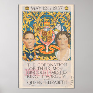 Poster Couronnement du roi George et de la reine Elizabet