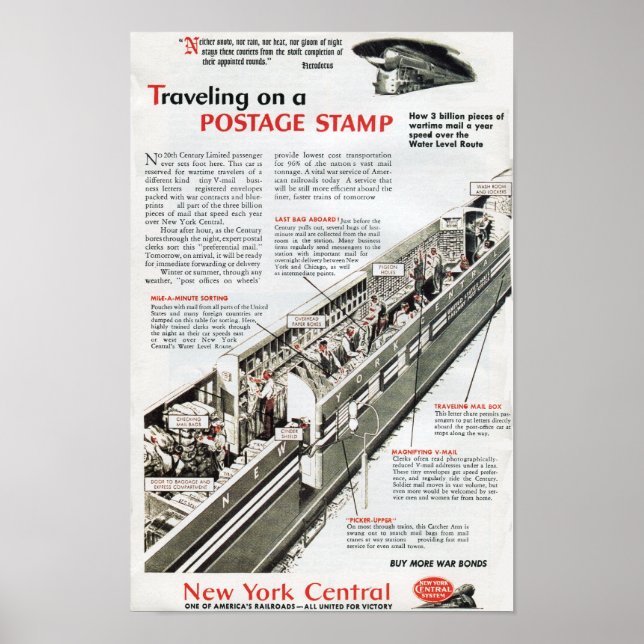 Poster Courrier ferroviaire sur le New York Central Railr (Devant)