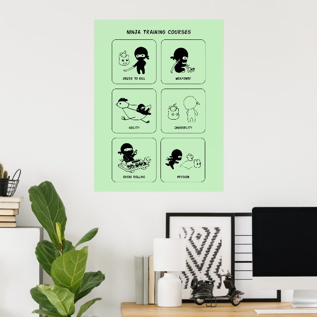Poster Cours de formation Ninja, Couleur personnalisée (Bureau à domicile)