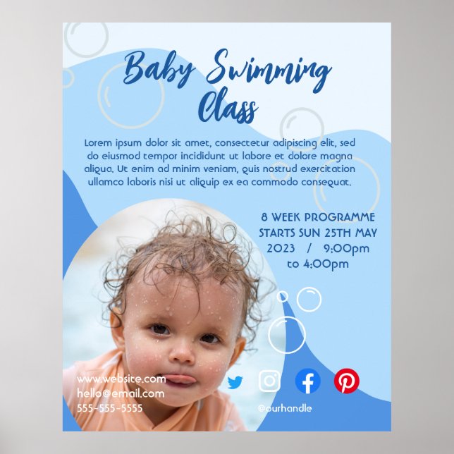 Poster cours de natation pour enfants classe loisirs (Devant)