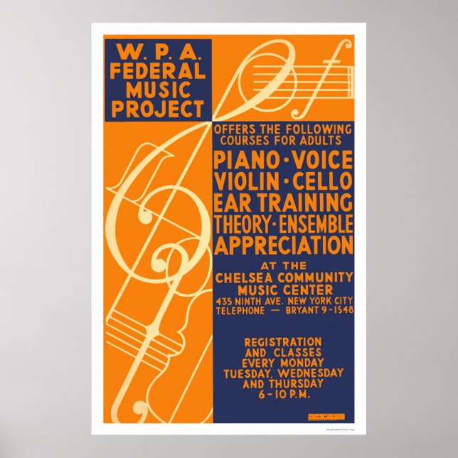 Poster Cours de violon de piano 1939 WPA (Devant)