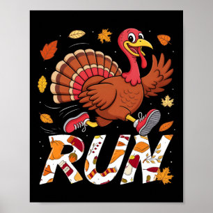 Poster Course à pied drôle de 5 km Turkey Trot Thanksgivi