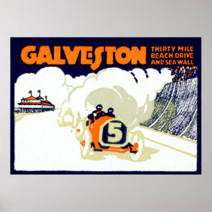 Poster Course automobile Galveston 1920