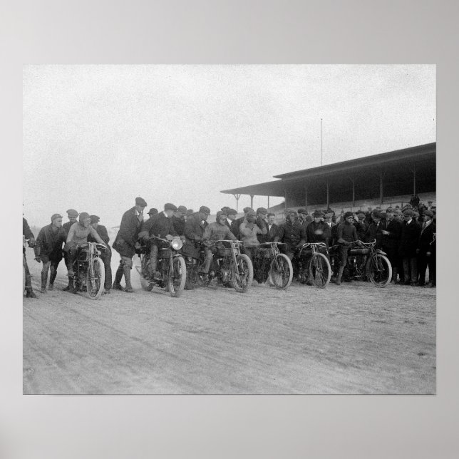 Poster Course de moto, 1915. Photo vintage (Devant)