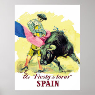 Poster Course de taureaux matador, fiesta de toros, Espag