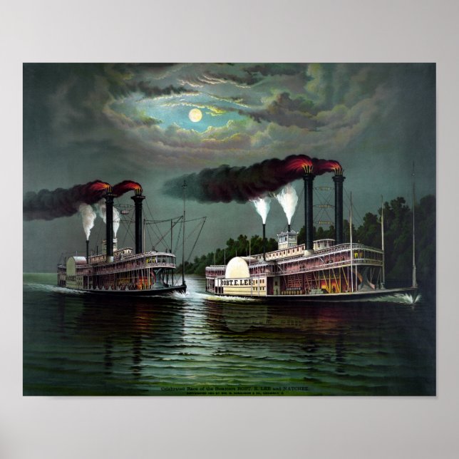 Poster Course De Vapeurs Robt. E. Lee et Natchez (Devant)