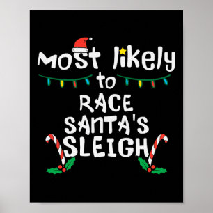 Poster Course la plus probable Père Noël Sleigh Noël Noël