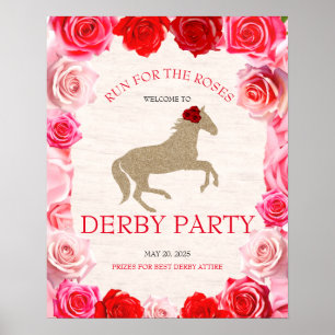 Poster Course pour l'accueil du Derby Party Rose