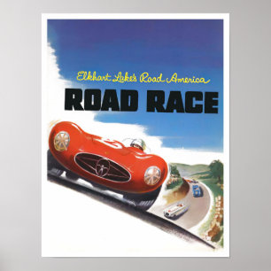 Poster Course routière du lac Elkhart 1955