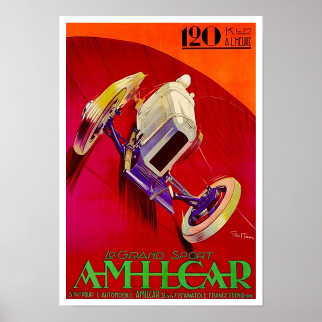 Poster Course vintage Amilcar 1927 (Devant)