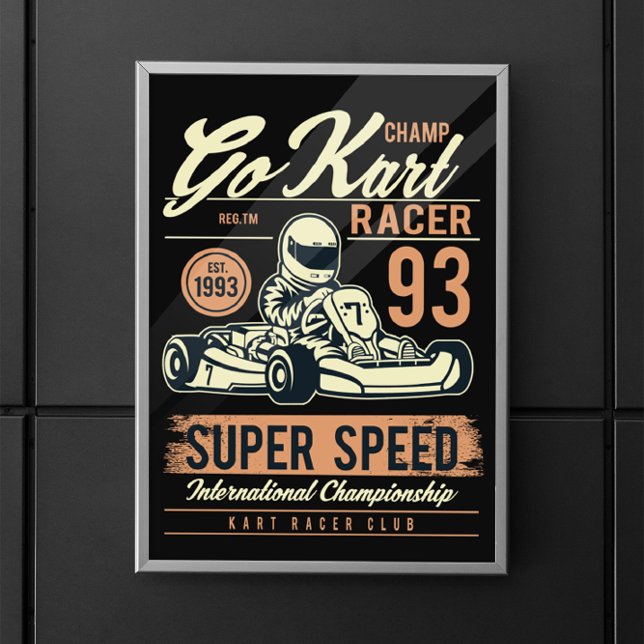 Poster Course vintage Go Kart (go kart racing vintage poster)