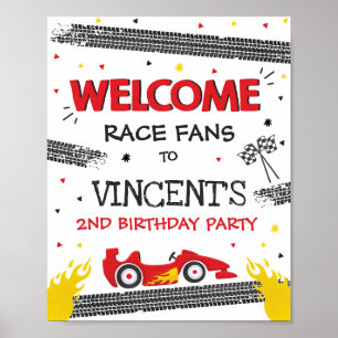 Poster Course Voiture Anniversaire Fête Deux Anniversaire