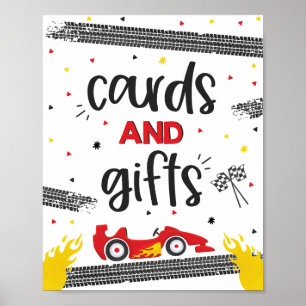 Poster Course Voiture Anniversaire Fête Deux Cartes Et Ca