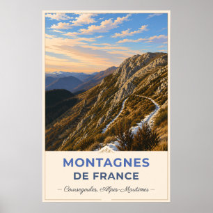 Poster Coursegoules, France – Mountain Peaks