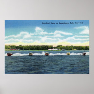 Poster Courses de hors-bord sur le lac