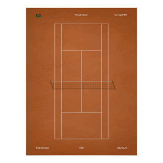 Poster Court de tennis en terre battue de Roland-Garros
