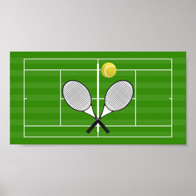 Poster court de tennis et RACKETS DE TENNIS (Devant)