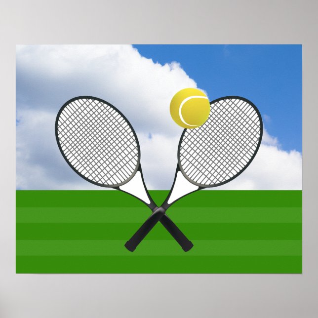 Poster court de tennis et RACKETS DE TENNIS (Devant)