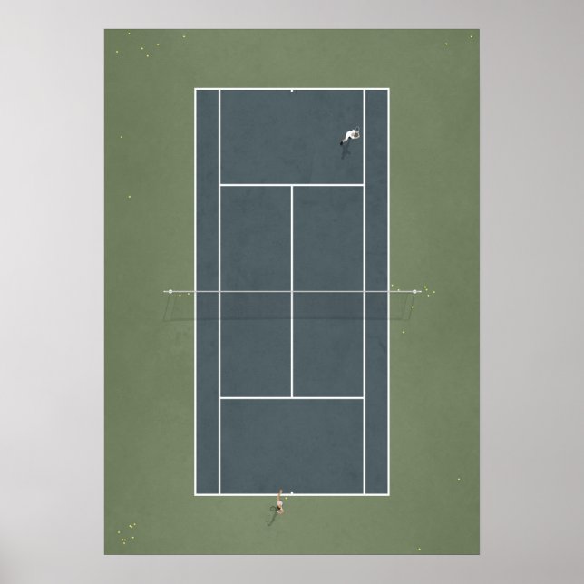 Poster Court de tennis illustré ci-dessus (Devant)