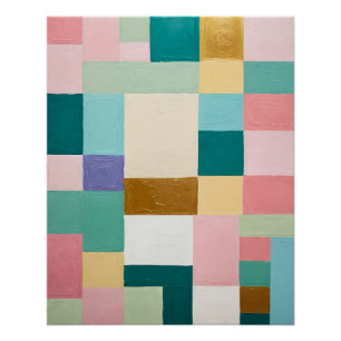Poster Courtepoint géométrique pastel