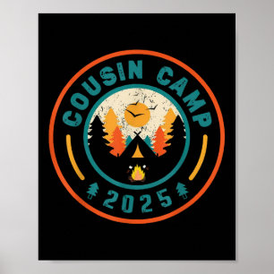 Poster Cousin Camp 2025 Équipe de Camping Feu de Camp d'É