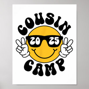Poster Cousin Camp 2025 Visage Sourire Vacances Camp d'ét