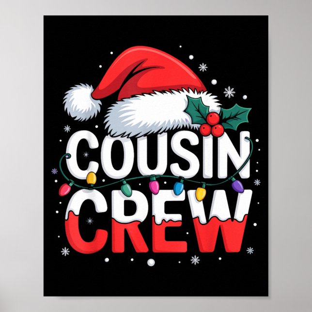 Poster Cousin Crew Christmas Reindeer Antlers Hat Lights  (Devant)