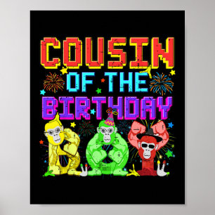 Poster Cousin De L'Anniversaire Garçon Gorilla Jeu Cute F