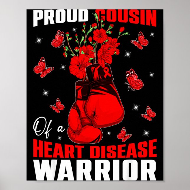 Poster Cousin Of A Heart Warrior Heart Disease Awareness  (Devant)