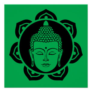 Poster Coussin de méditation de la tête de bouddha