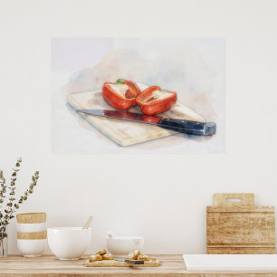 Poster Couteau de poivre rouge Café Restaurant Cuisine Ar