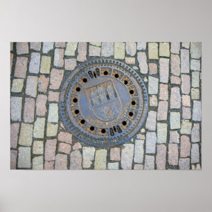 Poster Couvercle d'égout, château de Prague, République t