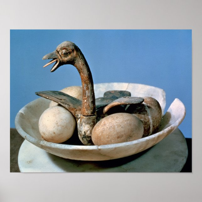 Poster Couvercle d'un bocal d'albâtre décoré d'un oiseau (Devant)