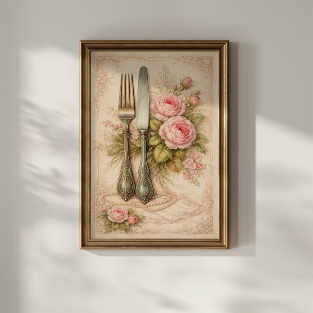 Poster Couverts Floraux Vintage (Créateur téléchargé)