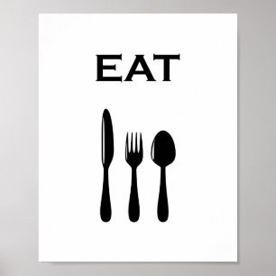 Poster Couverts minimalistes modernes & typographie EAT