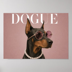 Poster Couverture A4 Doberman Rose