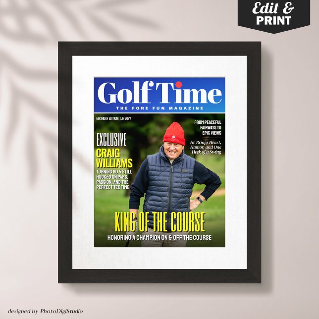 Poster Couverture du magazine Custom Golf, cadeau amusant (Custom Golf Magazine Cover, Fun Gift for Golfer Poster)