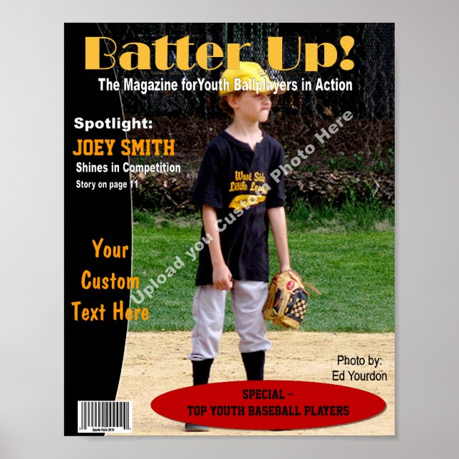 Poster Couverture Magazine Personnalisée, Baseball Jeunes (Devant)