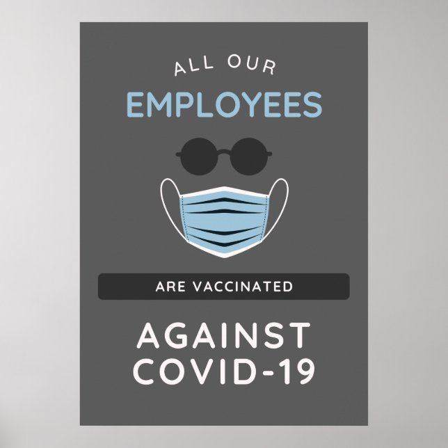 Poster Covid-19 Employés vaccinés Signe d'entreprise sécu (Devant)