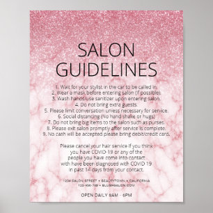 Poster Covid Health Safety Rose Gold Parties scintillant 
