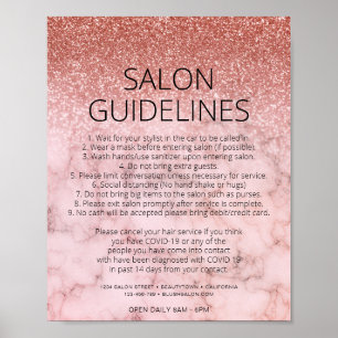 Poster Covid Health Safety Rose Gold Parties scintillant 