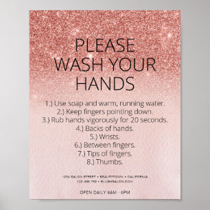 Poster Covid Health Safety Rose Gold Parties scintillant