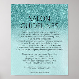 Poster Covid Health Safety Turquoise Blue Parties scintil