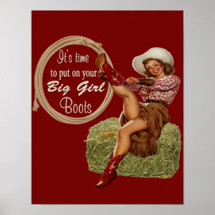 Poster Cow-girl mise sur vos grandes bottes de fille