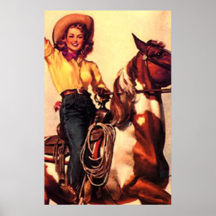 Poster Cow-girl vintage