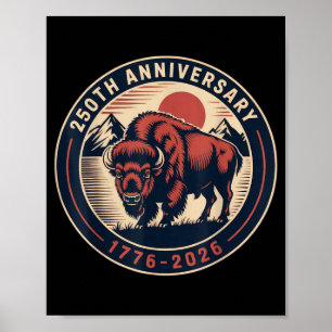Poster Cowboy 250 TH 4TH de juillet Drapeau 1776 2026 250